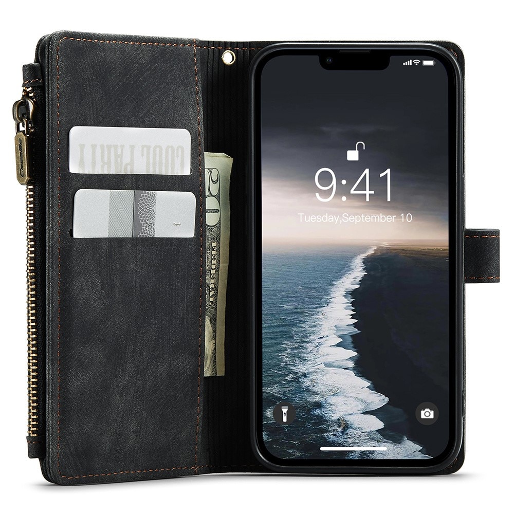 Bookcover hoesje Rits iPhone 15 Zwart