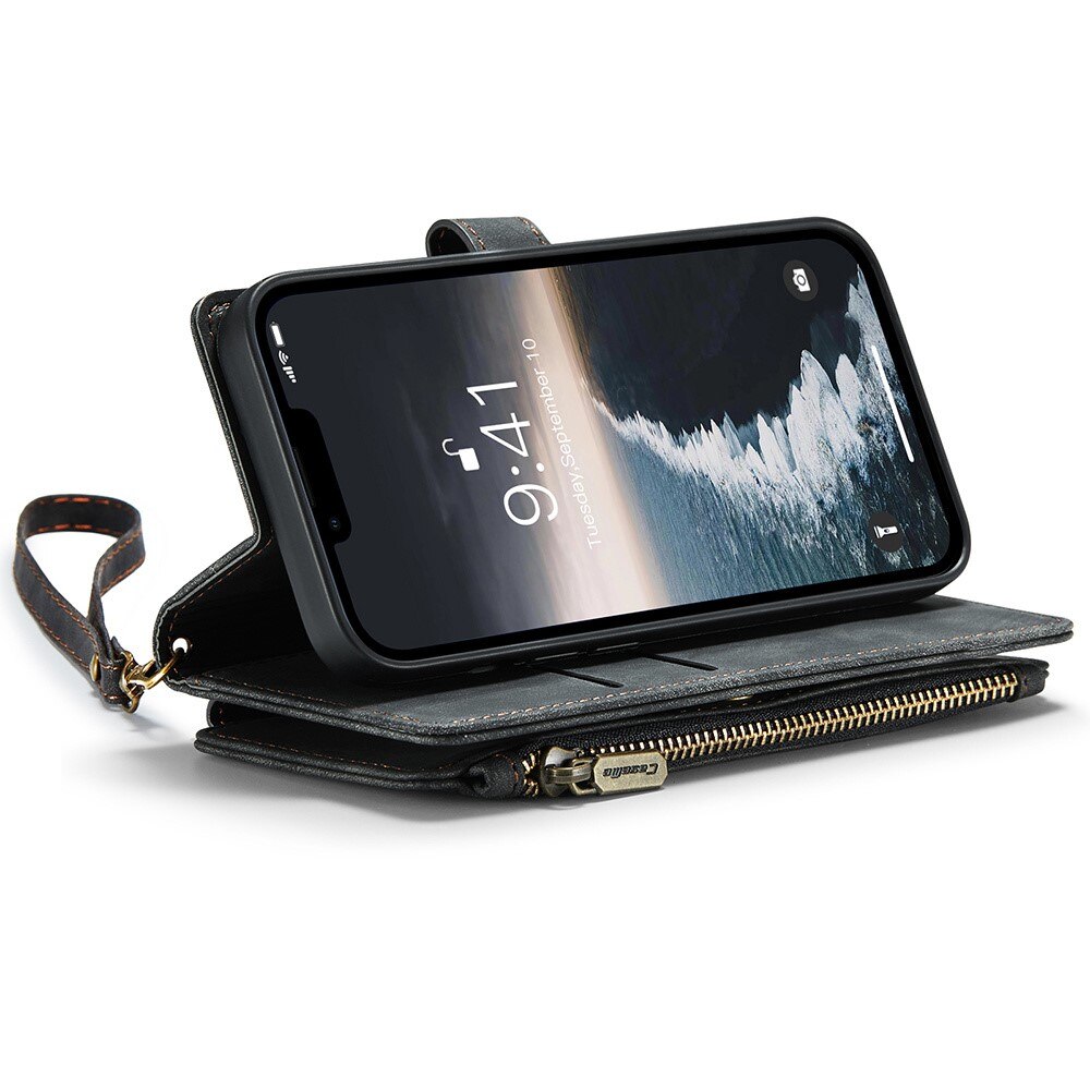 Bookcover hoesje Rits iPhone 15 Zwart
