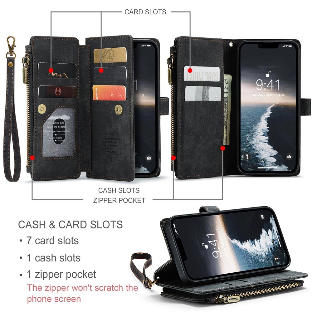Bookcover hoesje Rits iPhone 15 Zwart