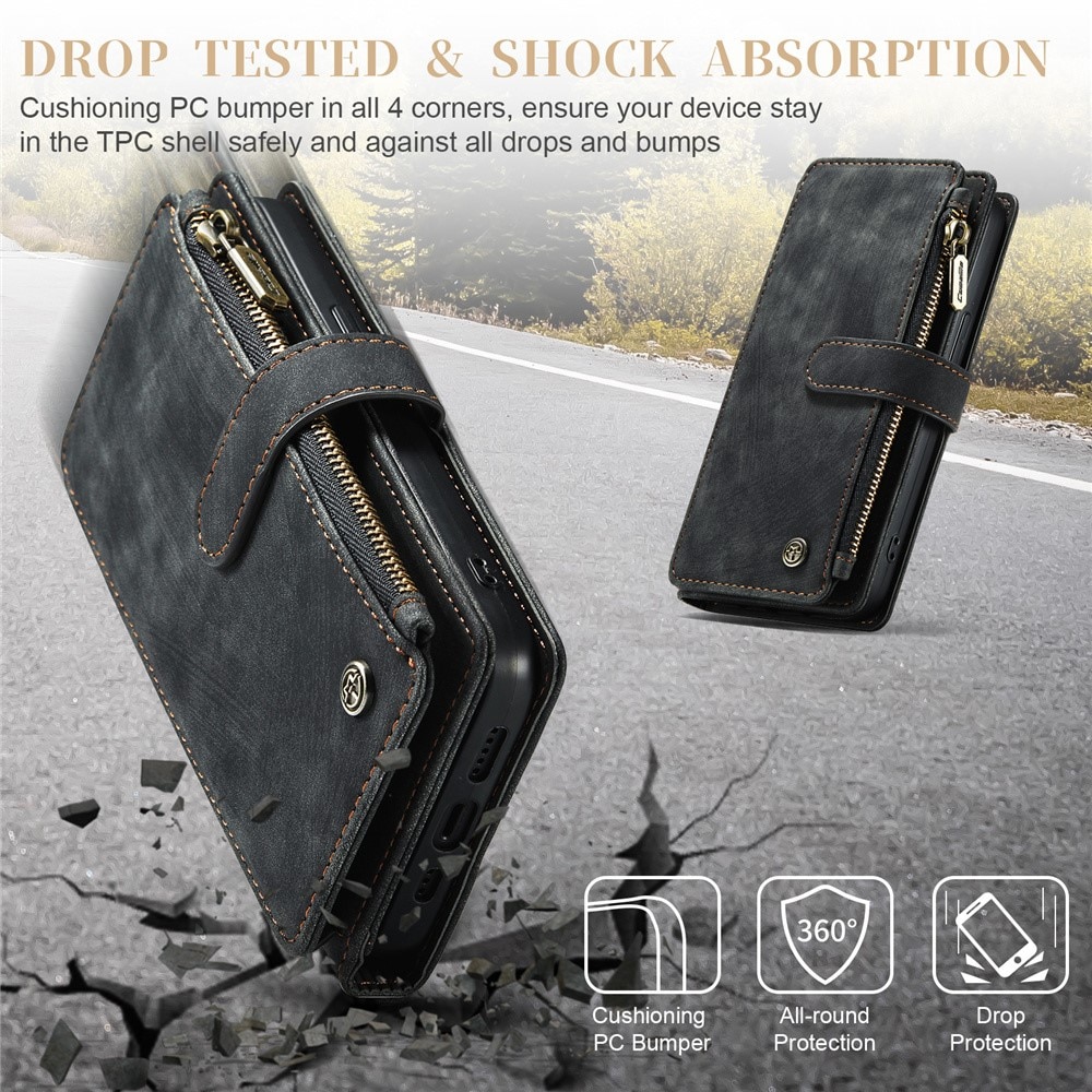 Bookcover hoesje Rits iPhone 15 Zwart