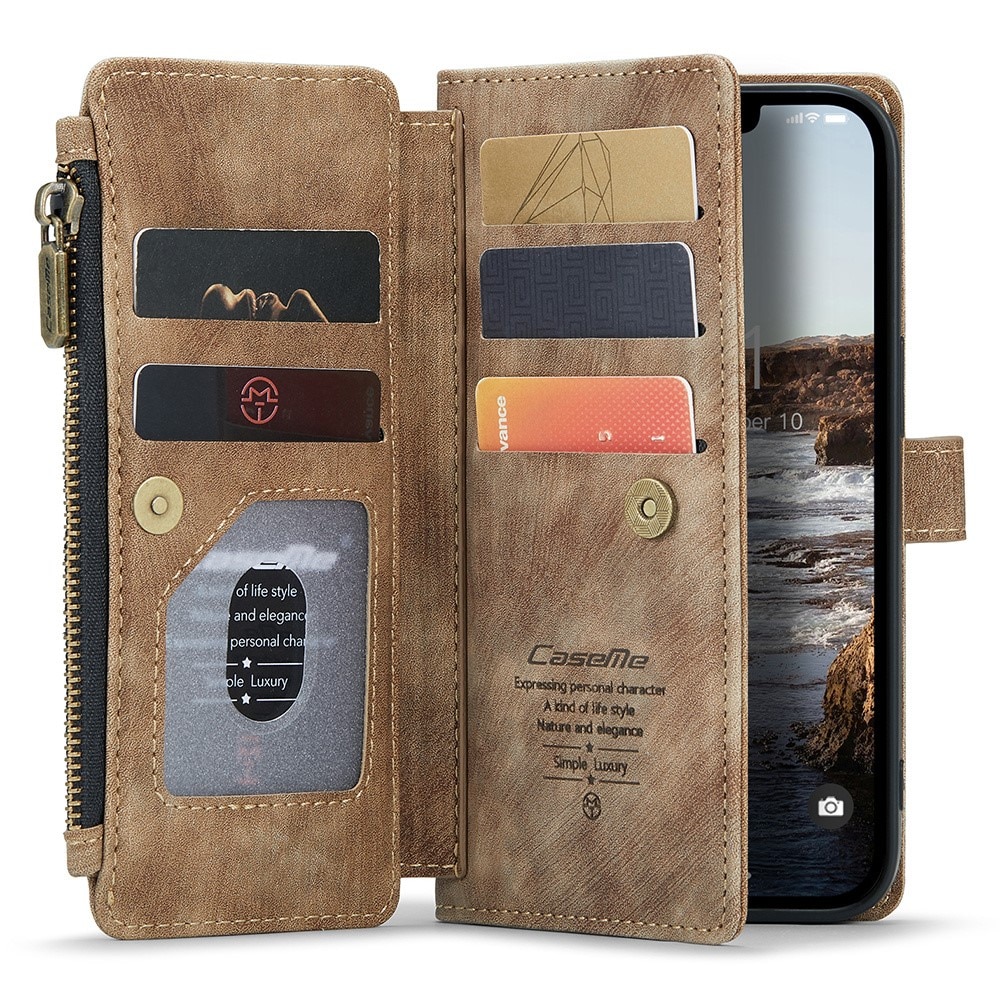 Bookcover hoesje Rits iPhone 15 bruin
