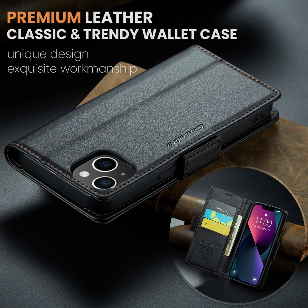 RFID blocking Slim Bookcover Hoesje iPhone 15 Zwart