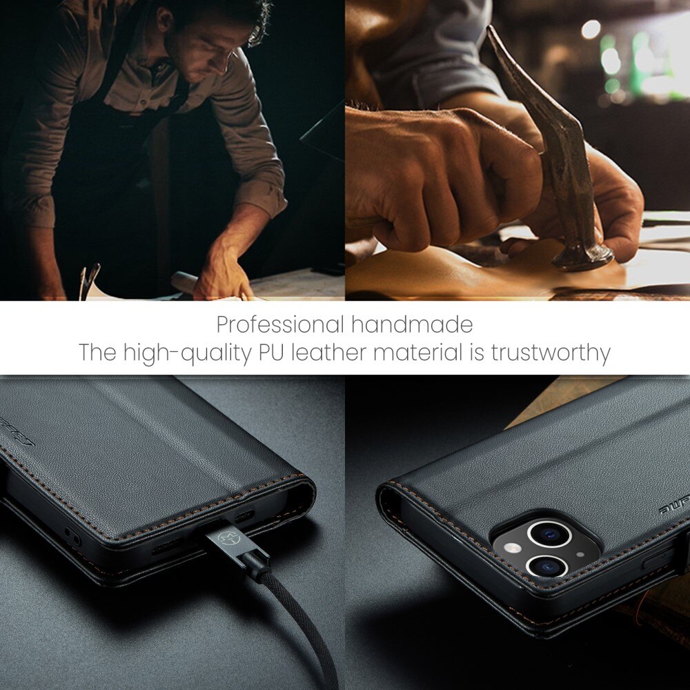 RFID blocking Slim Bookcover Hoesje iPhone 15 Zwart