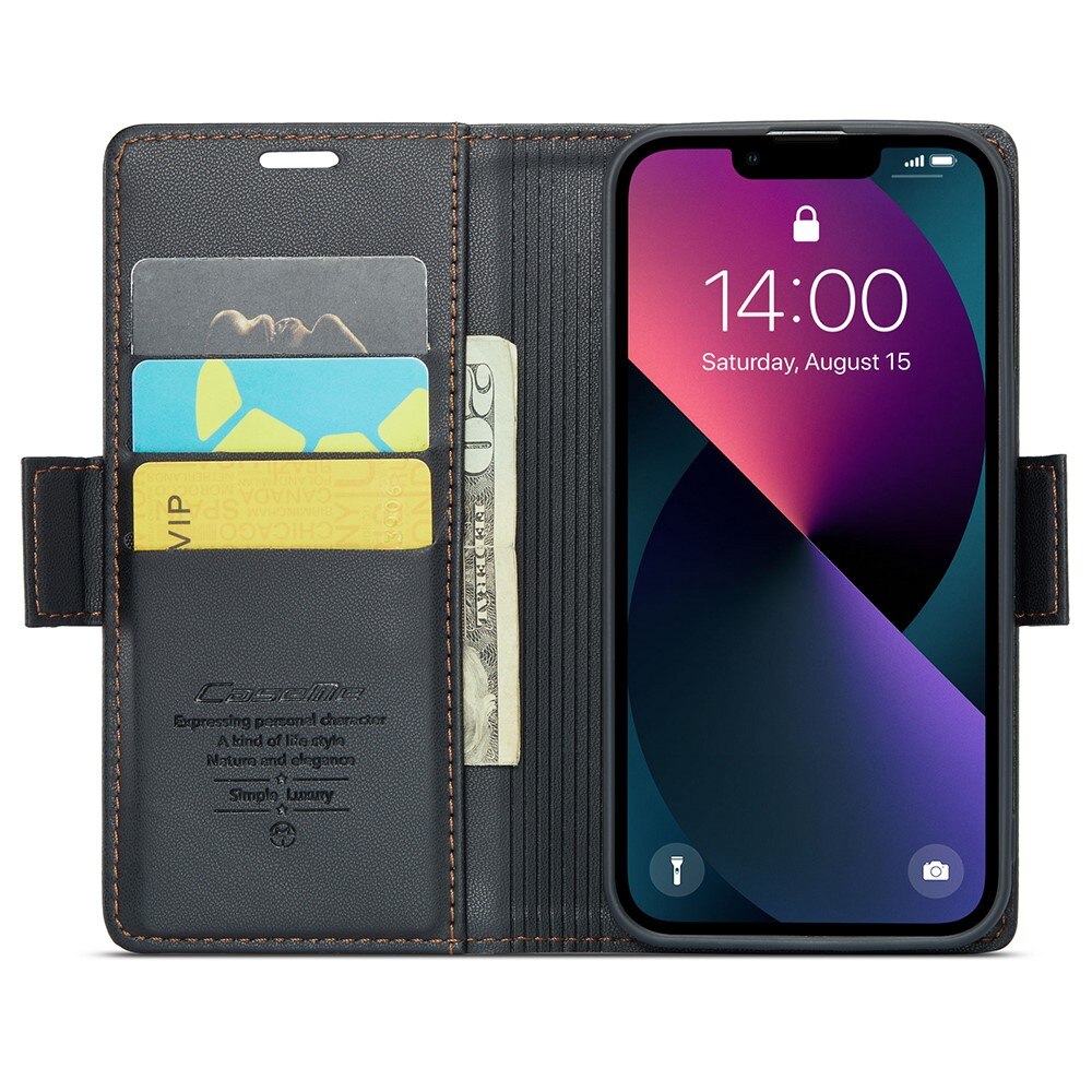 RFID blocking Slim Bookcover Hoesje iPhone 15 Zwart