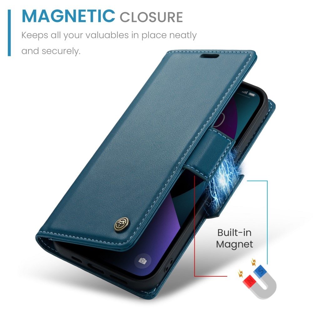 RFID blocking Slim Bookcover hoesje iPhone 15 blauw
