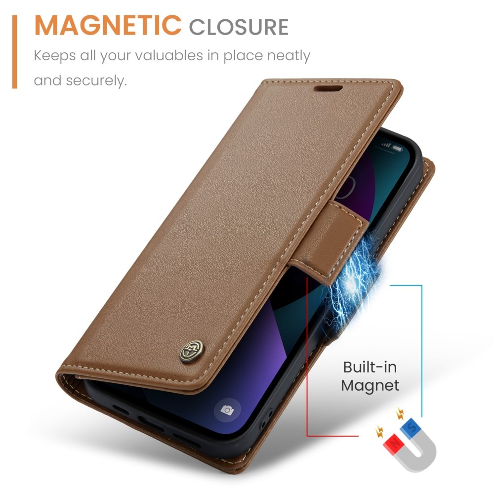 RFID blocking Slim Bookcover hoesje iPhone 15 bruin