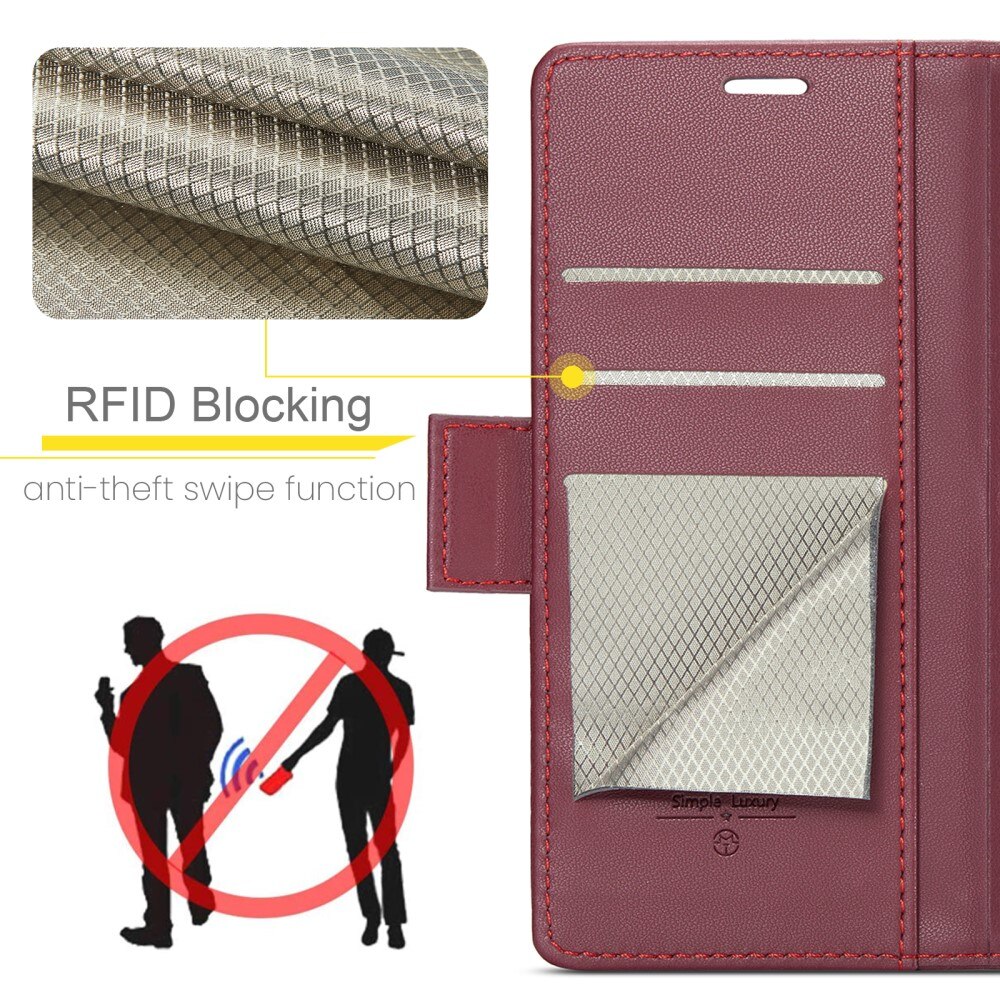 RFID blocking Slim Bookcover hoesje iPhone 15 Pro rood