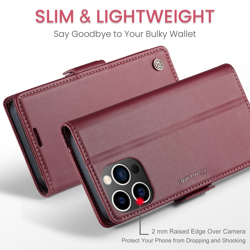 RFID blocking Slim Bookcover hoesje iPhone 15 Pro rood