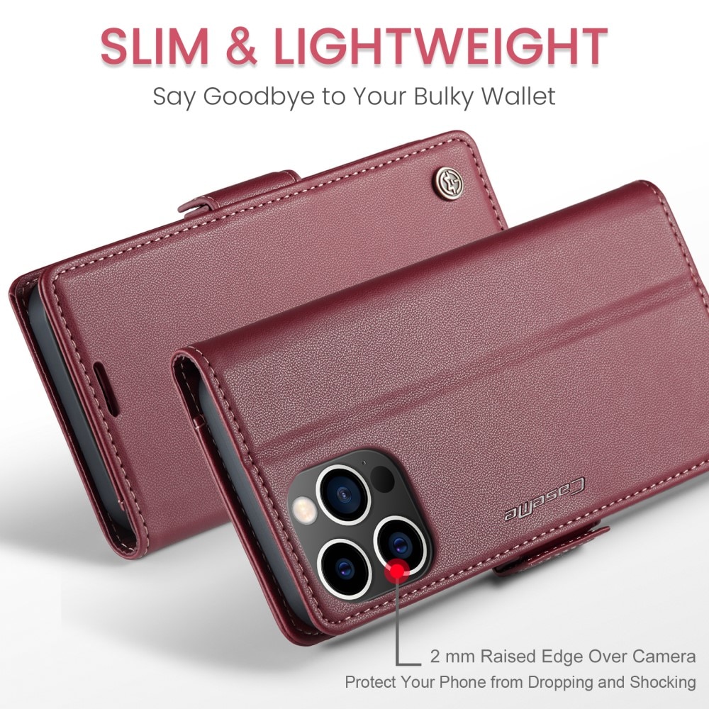 RFID blocking Slim Bookcover Hoesje iPhone 15 Pro Rood