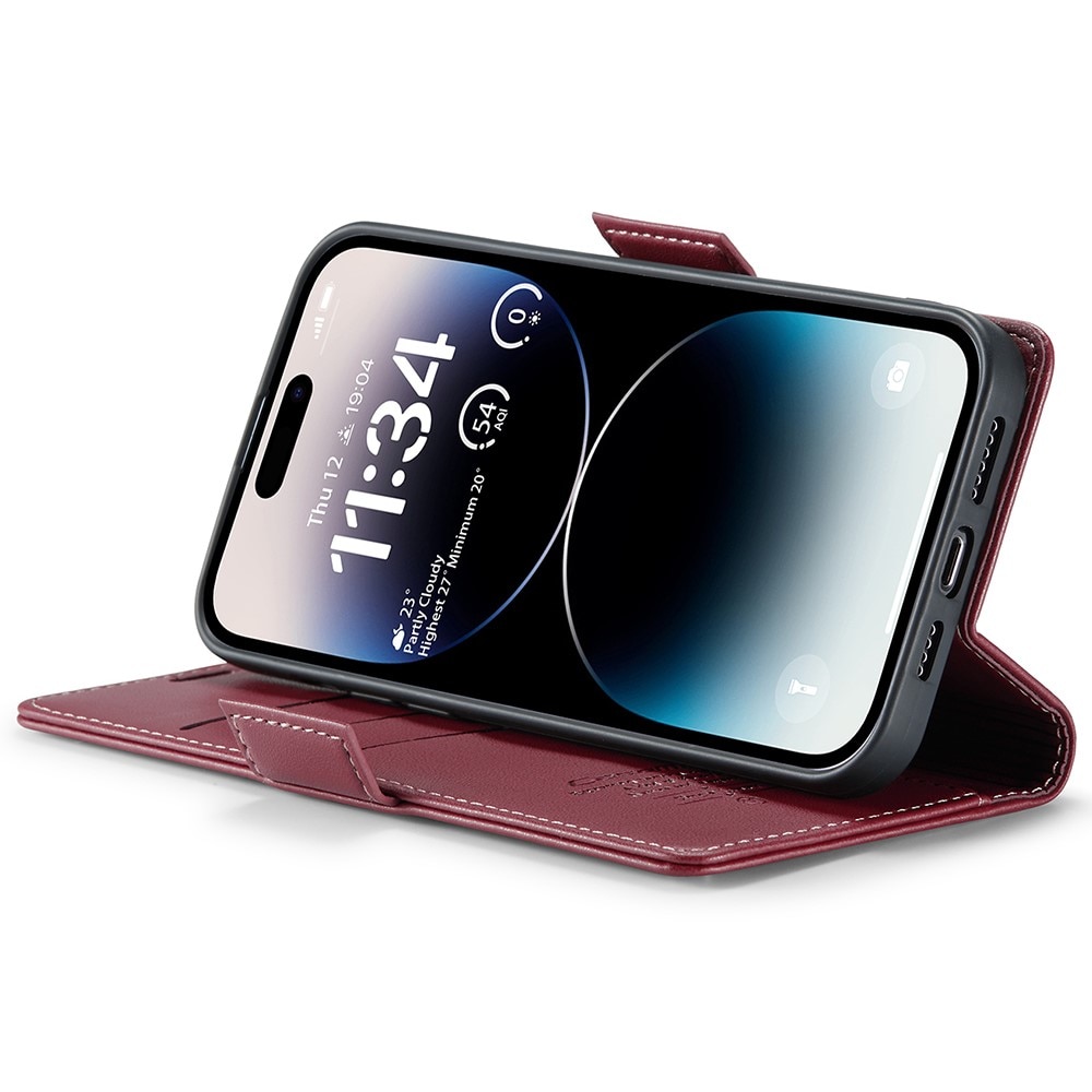 RFID blocking Slim Bookcover Hoesje iPhone 15 Pro Max Rood