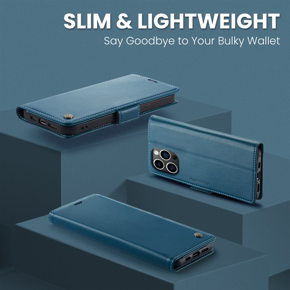 RFID blocking Slim Bookcover hoesje iPhone 15 Pro Max blauw