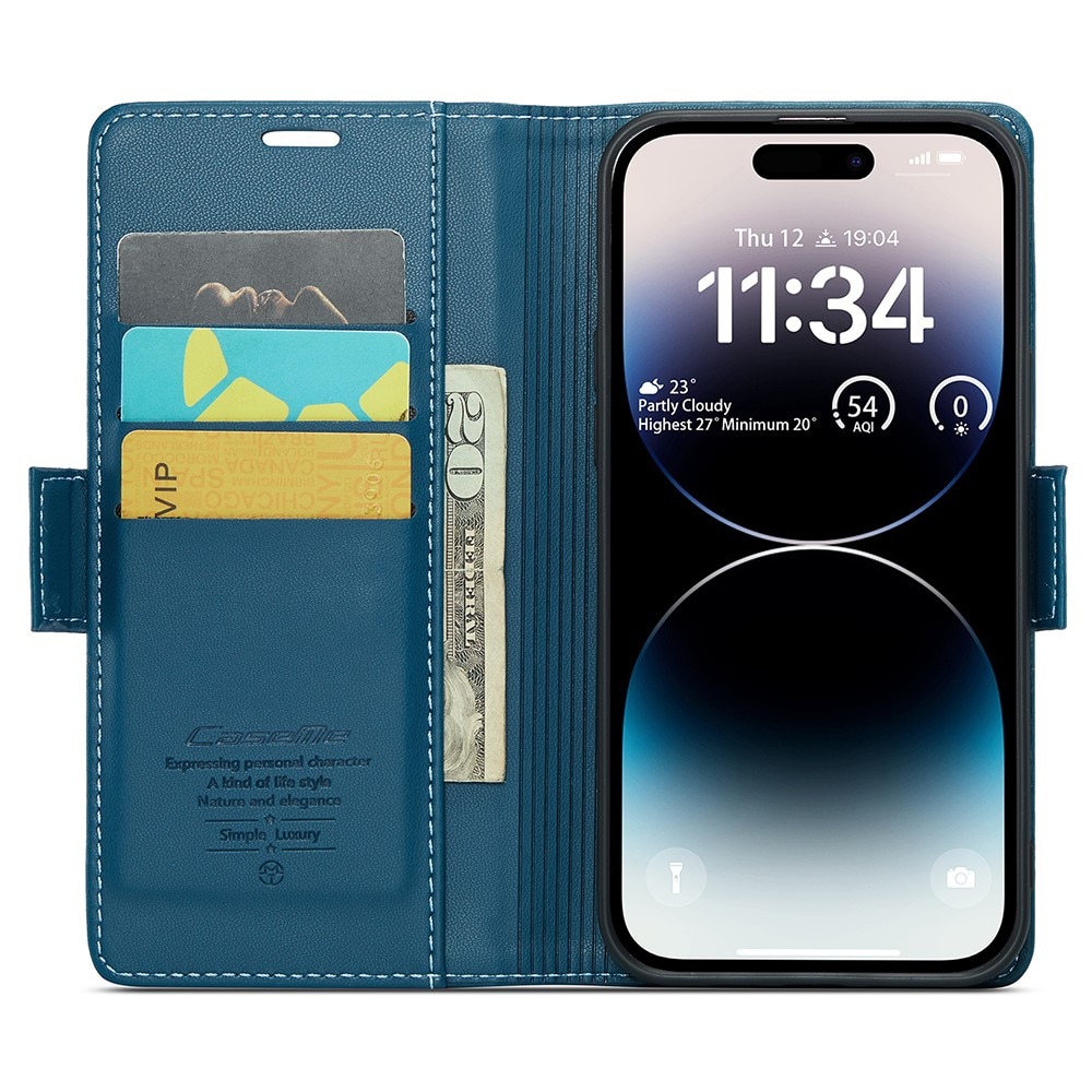 RFID blocking Slim Bookcover hoesje iPhone 15 Pro Max blauw
