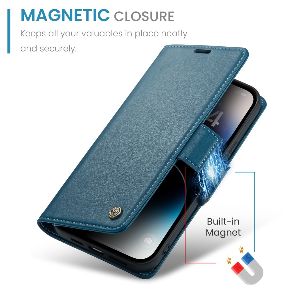 RFID blocking Slim Bookcover hoesje iPhone 15 Pro Max blauw