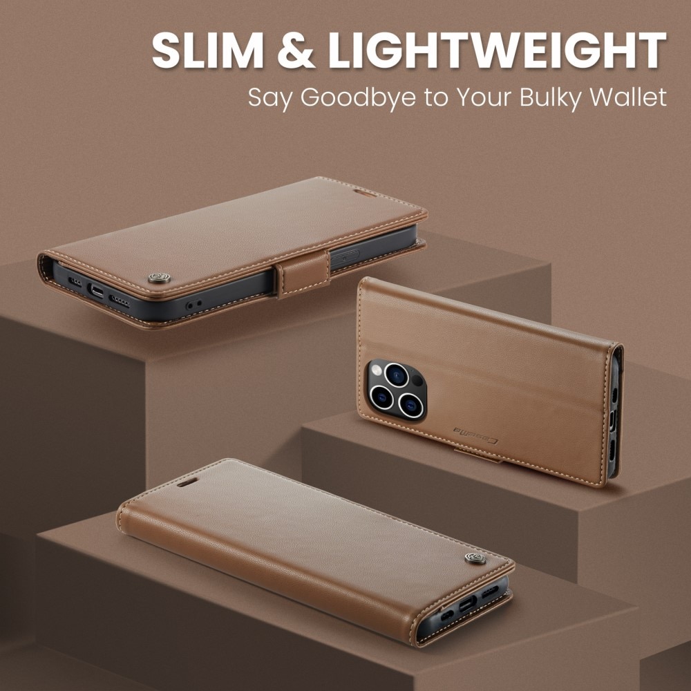 RFID blocking Slim Bookcover Hoesje iPhone 15 Pro Max Bruin
