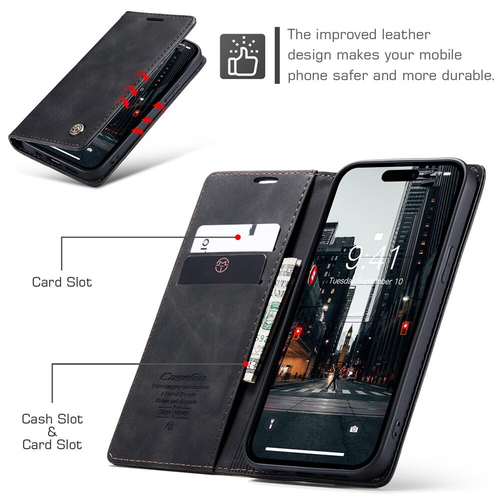 Slim Bookcover hoesje iPhone 15 Pro zwart