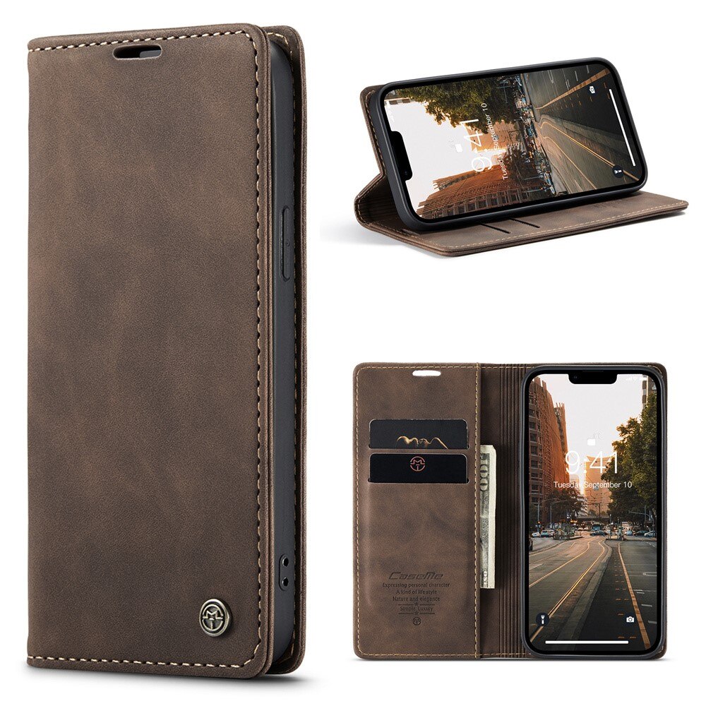 Slim Bookcover hoesje iPhone 15 bruin