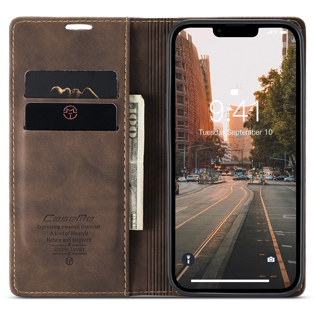 Slim Bookcover hoesje iPhone 15 bruin