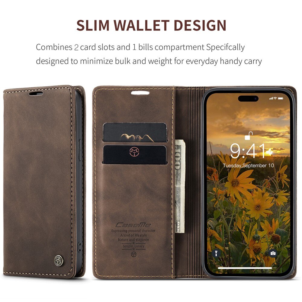 Slim Bookcover hoesje iPhone 15 Pro Max bruin