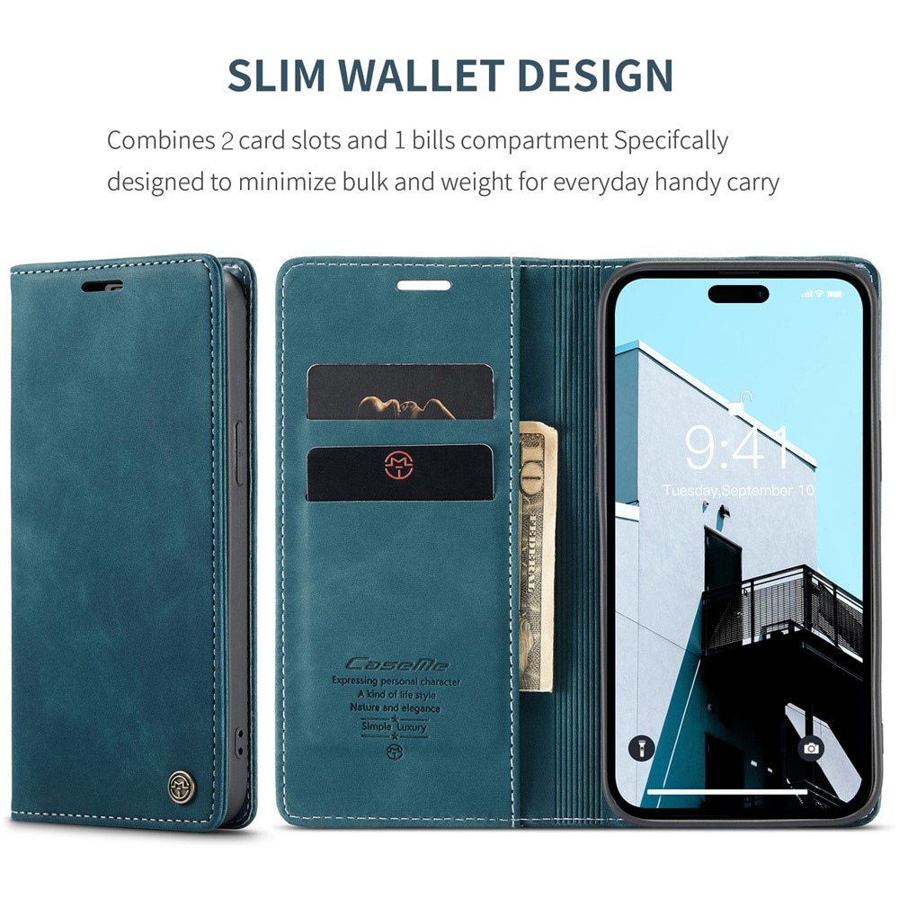 Slim Bookcover hoesje iPhone 15 Pro Max blauw