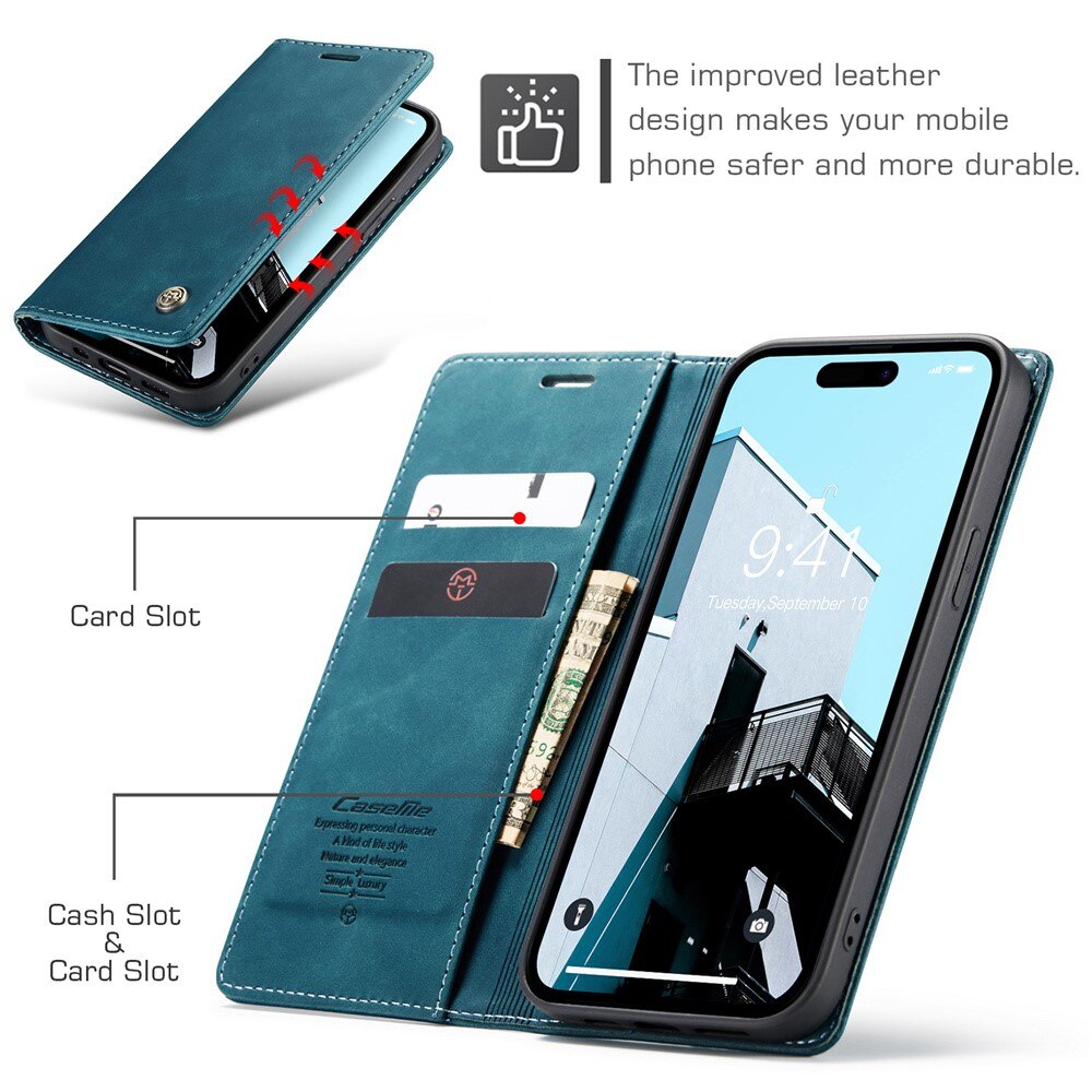 Slim Bookcover hoesje iPhone 15 Pro Max blauw