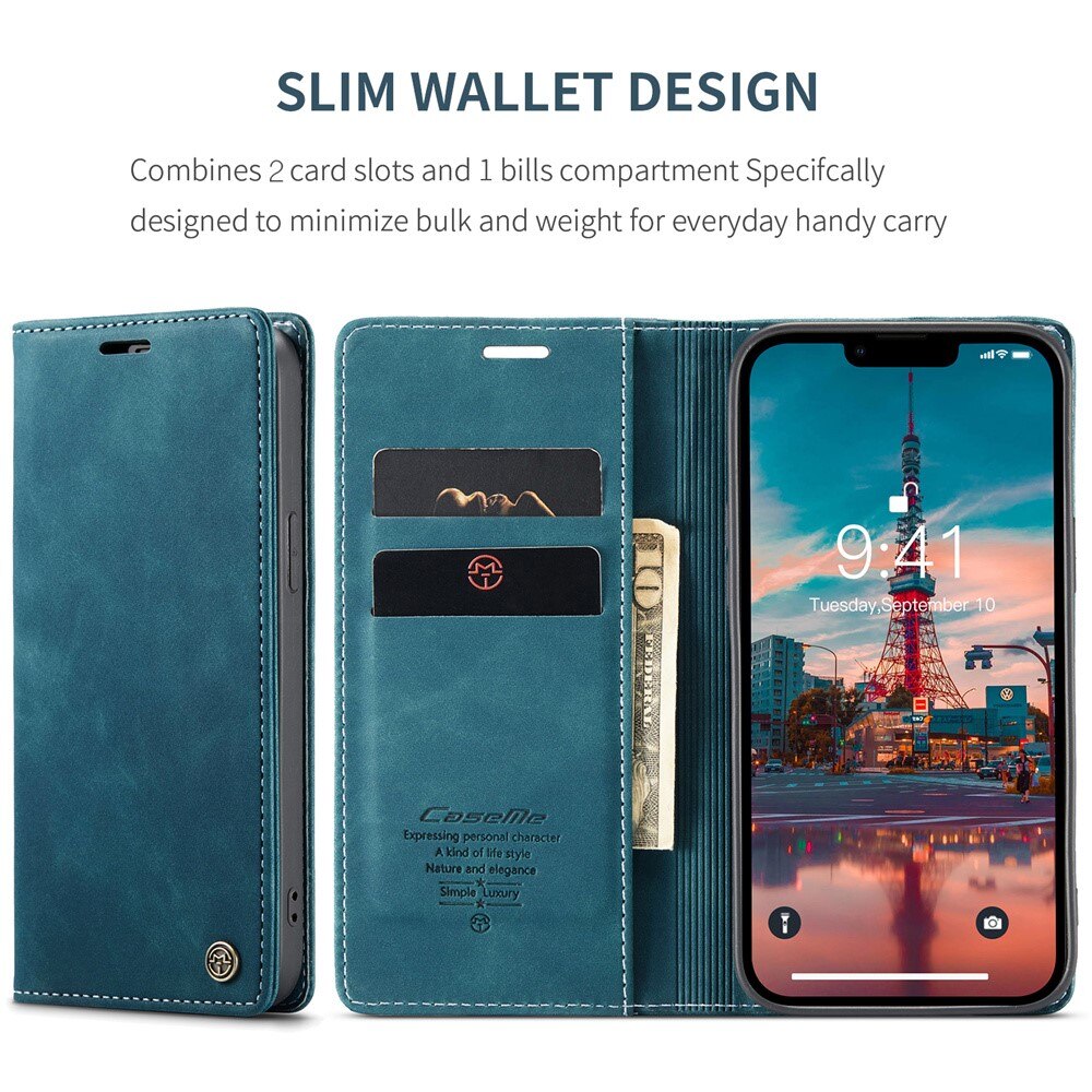 Slim Bookcover hoesje iPhone 15 Plus blauw