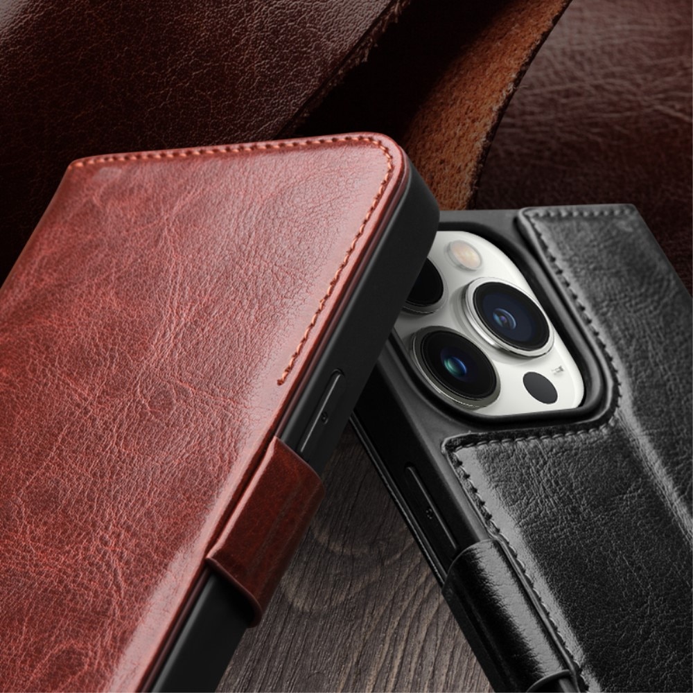 Leather Wallet Case iPhone 15 Pro Max Brown