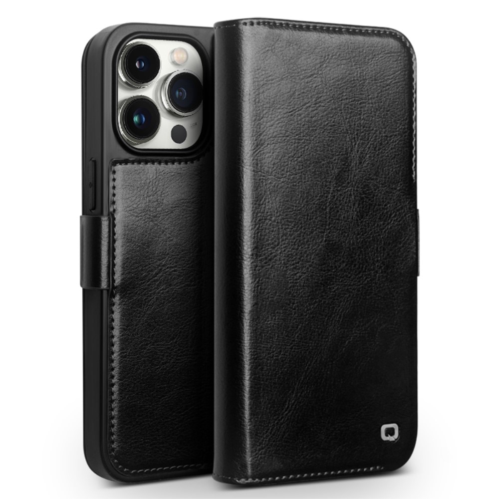Leather Wallet Case iPhone 15 Pro Max Black