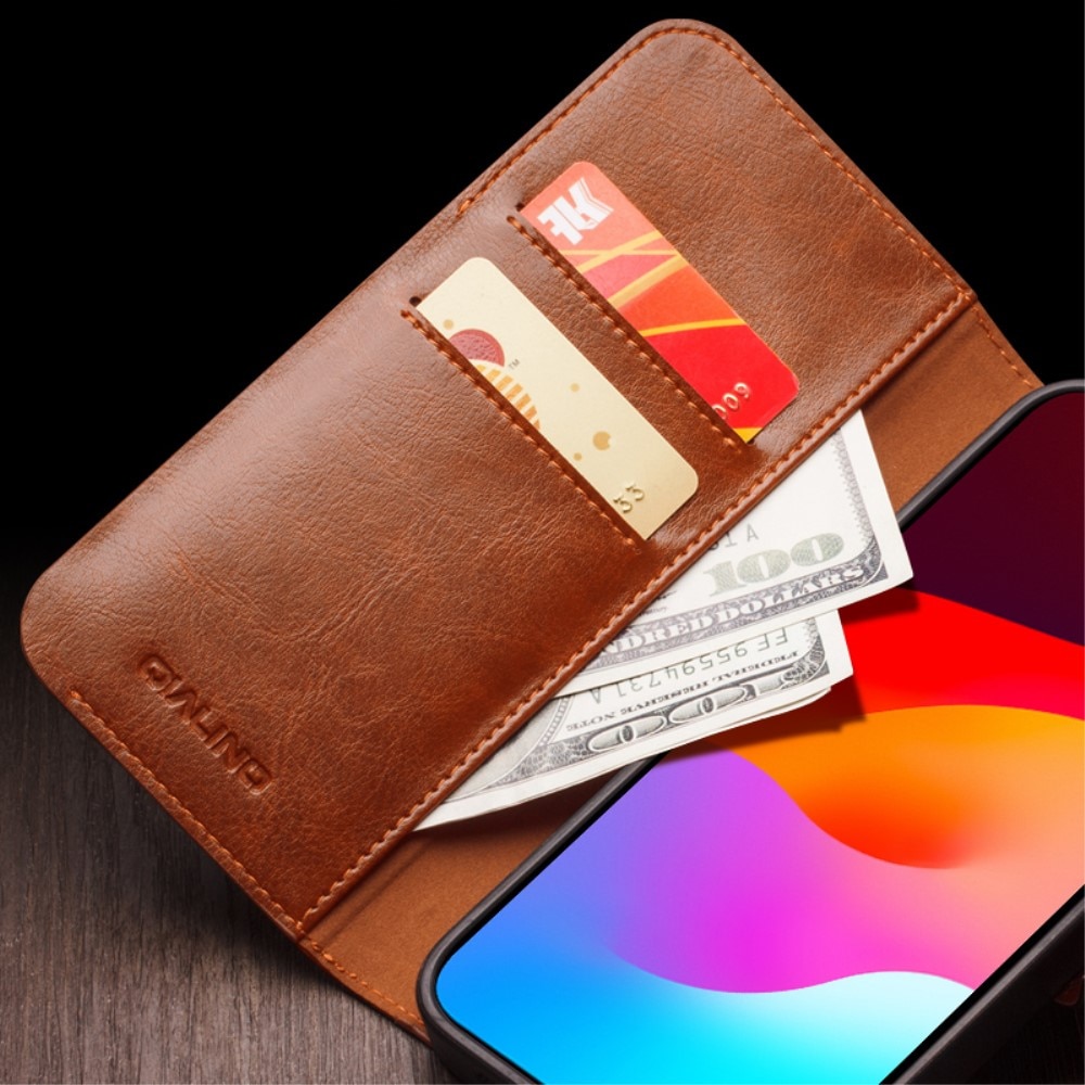 Leather Wallet Case iPhone 15 Pro Max Cognac