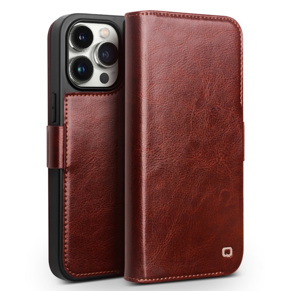 Leather Wallet Case iPhone 15 Pro Brown