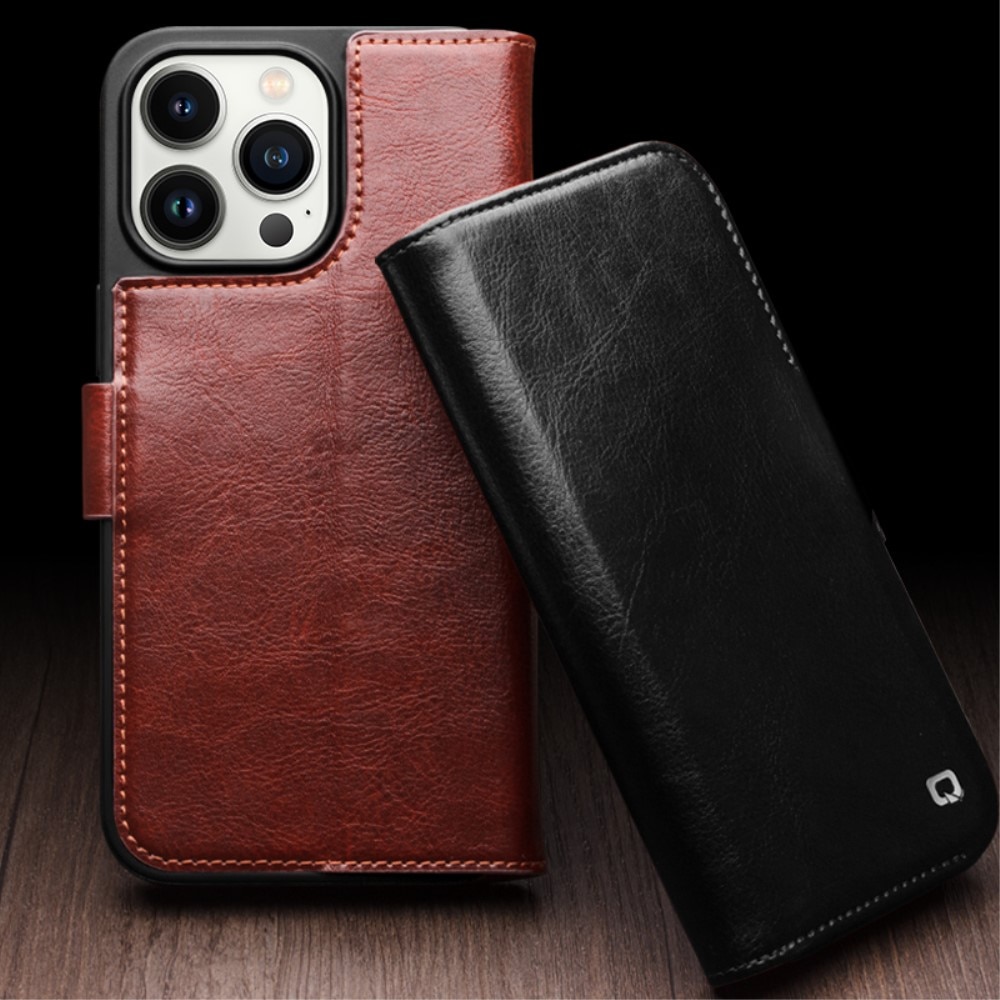 Leather Wallet Case iPhone 15 Pro Brown