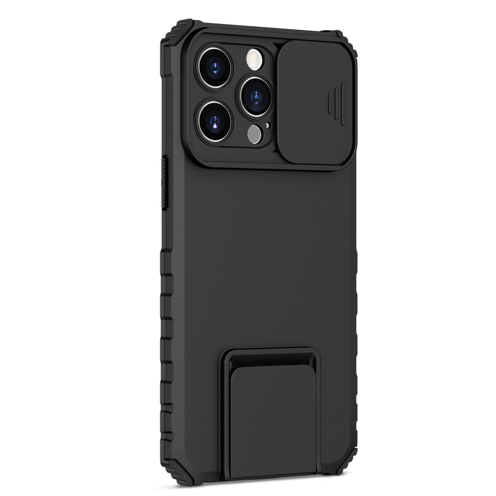 iPhone 15 Pro Max Kickstand Hoesje met Camera Protector Zwart