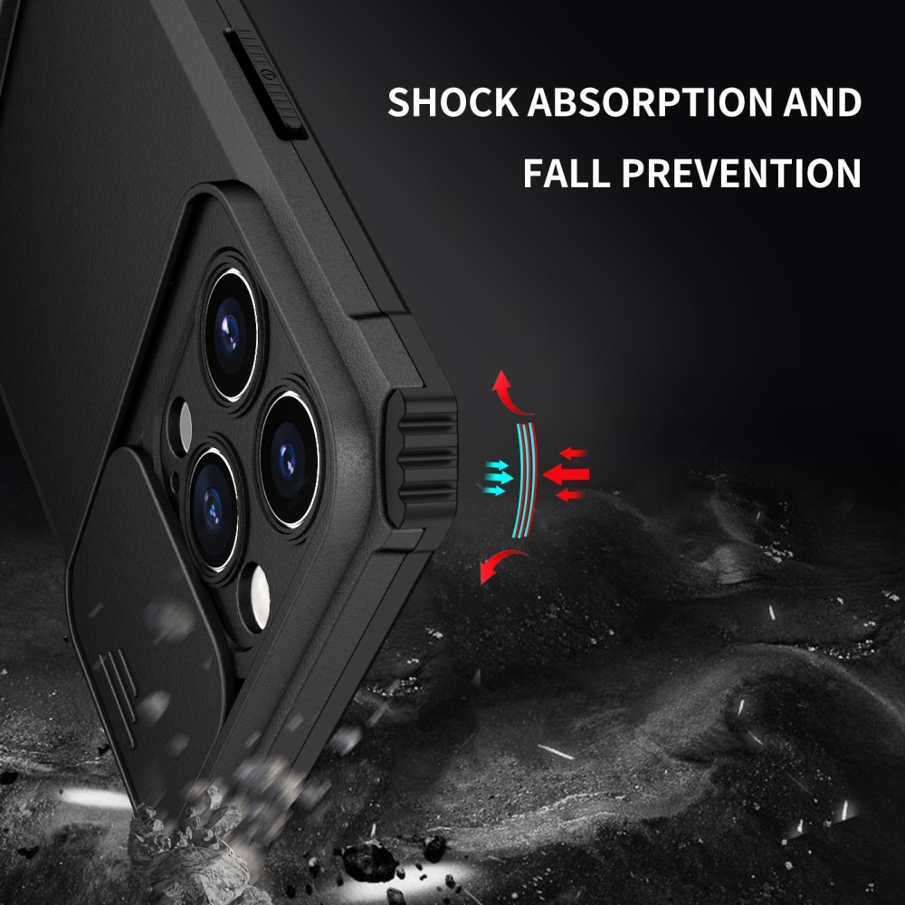 iPhone 15 Pro Max Kickstand Hoesje met Camera Protector Zwart