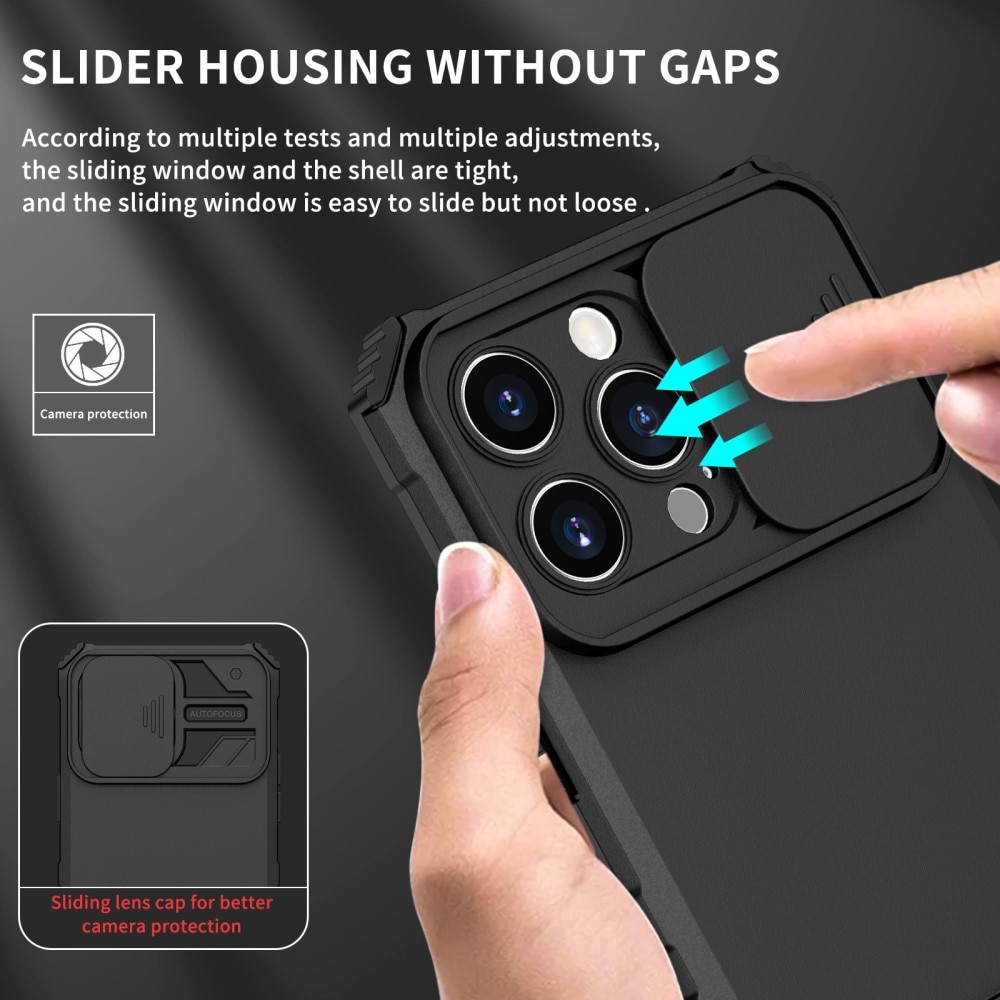 iPhone 15 Pro Max Kickstand Hoesje met Camera Protector Zwart