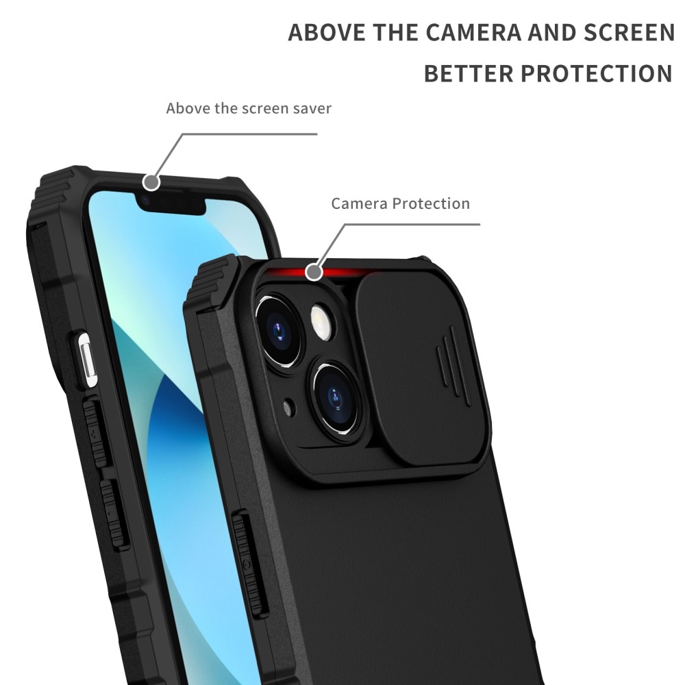 iPhone 15 Kickstand Hoesje met Camera Protector zwart