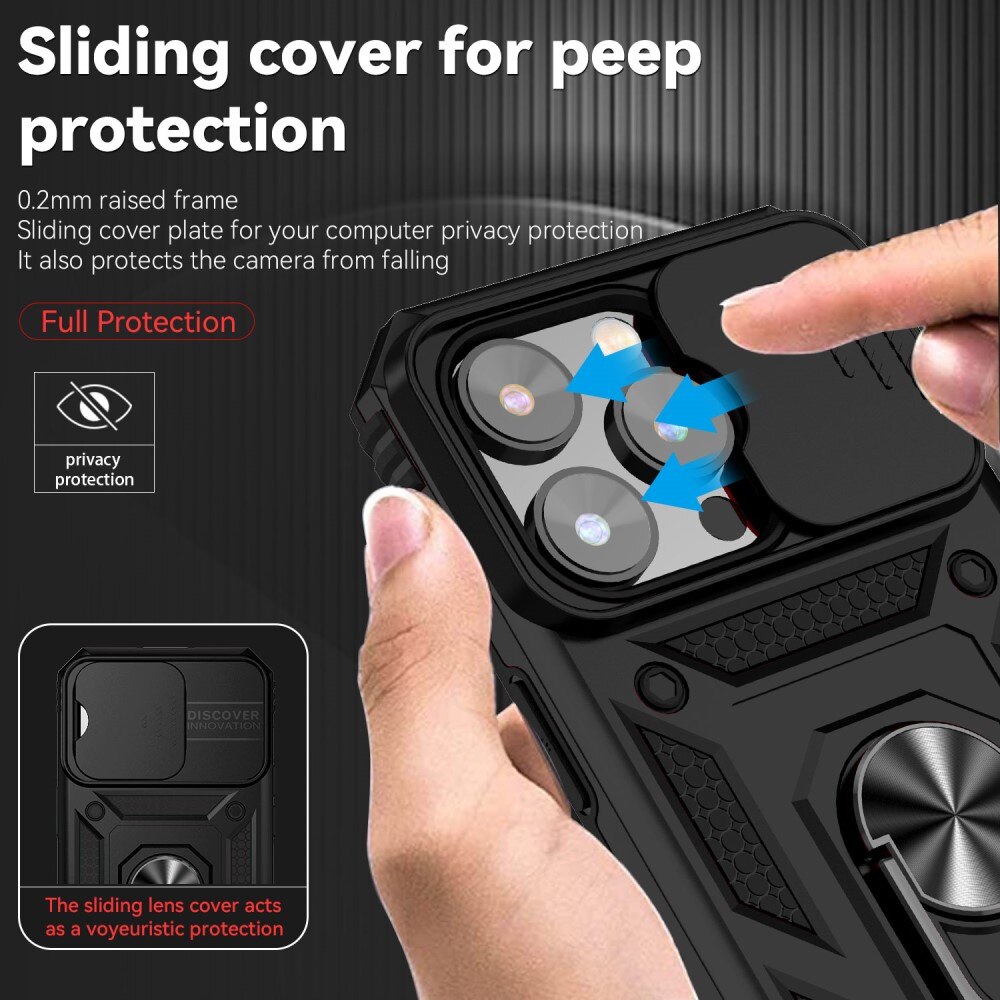 iPhone 15 Pro Max Hybridcase Ring+Camera Protector zwart