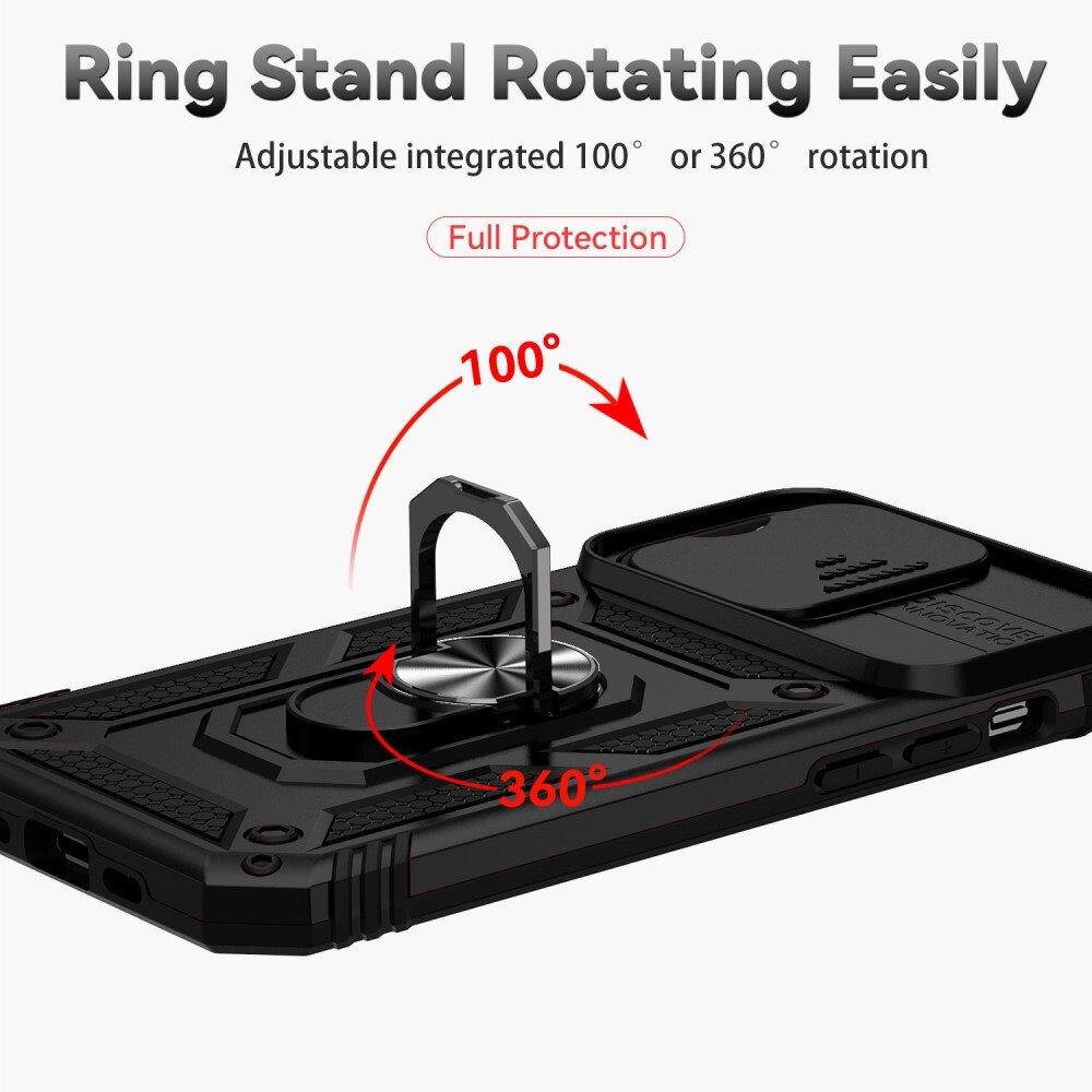 iPhone 15 Pro Max Hybridcase Ring+Camera Protector zwart