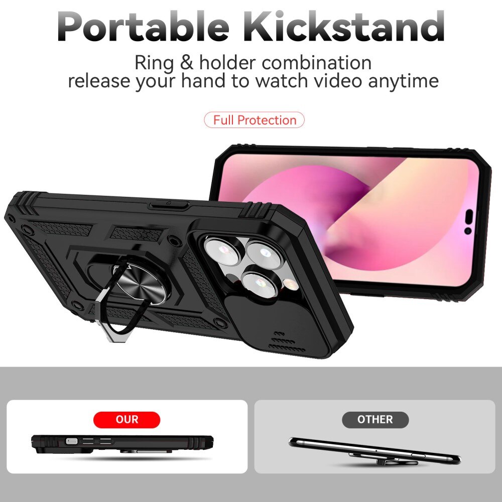 iPhone 15 Pro Max Hybridcase Ring+Camera Protector zwart