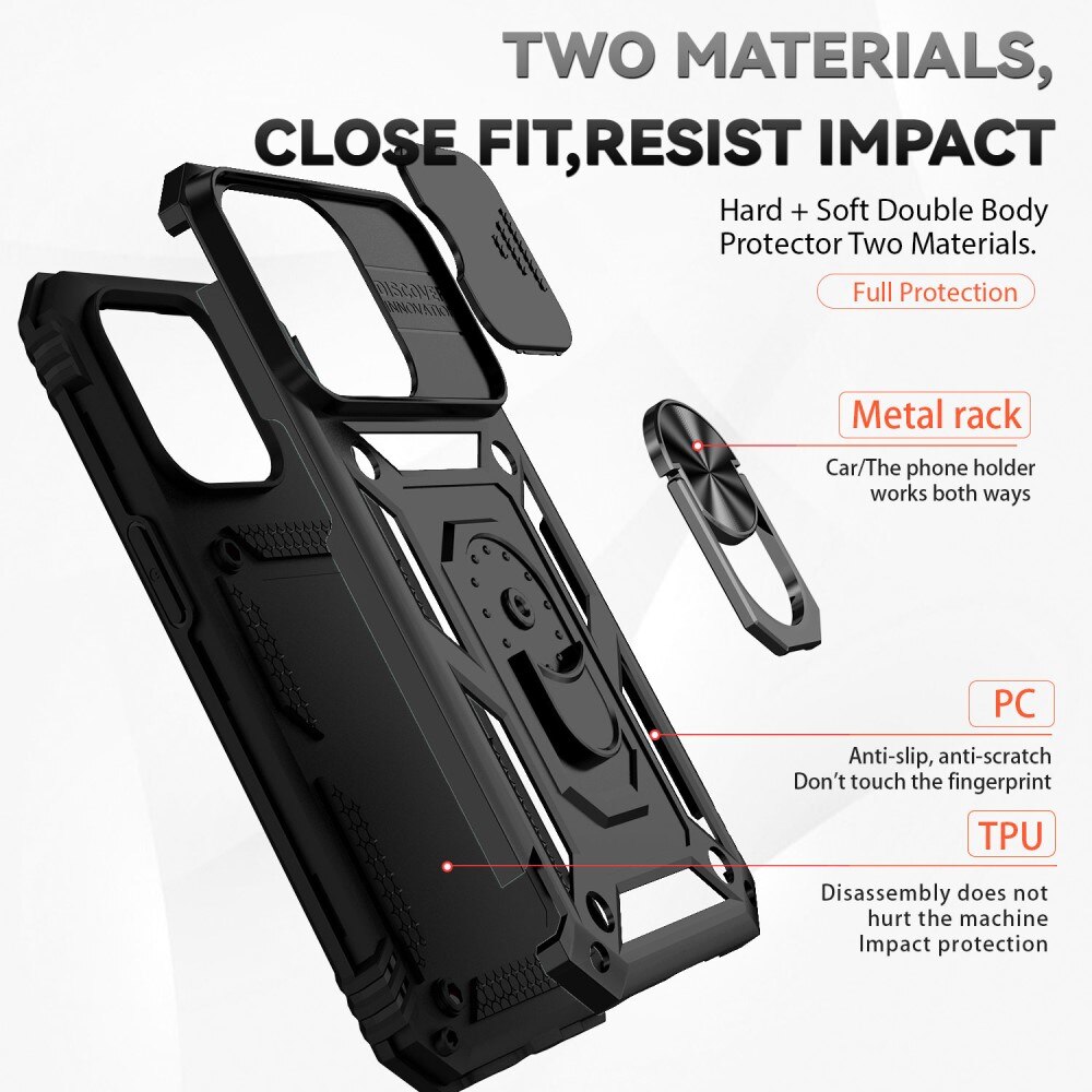 iPhone 15 Pro Hybridcase Ring+Camera Protector zwart