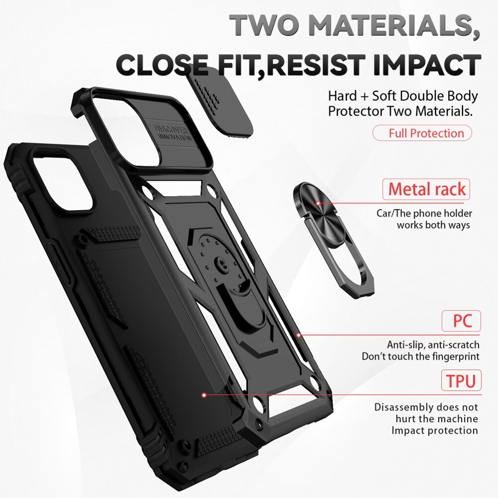 iPhone 15 Plus Hybridcase Ring+Camera Protector zwart