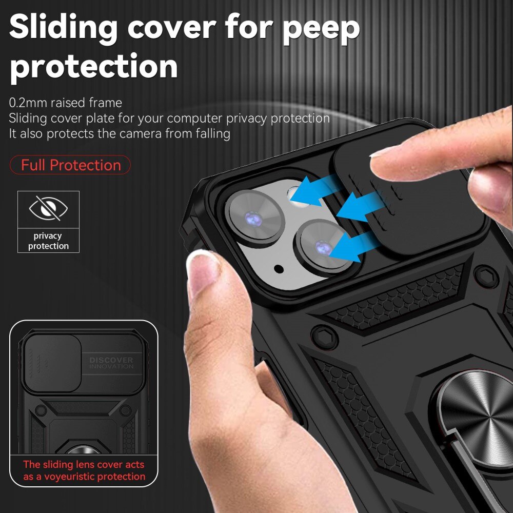 iPhone 15 Plus Hybridcase Ring+Camera Protector zwart