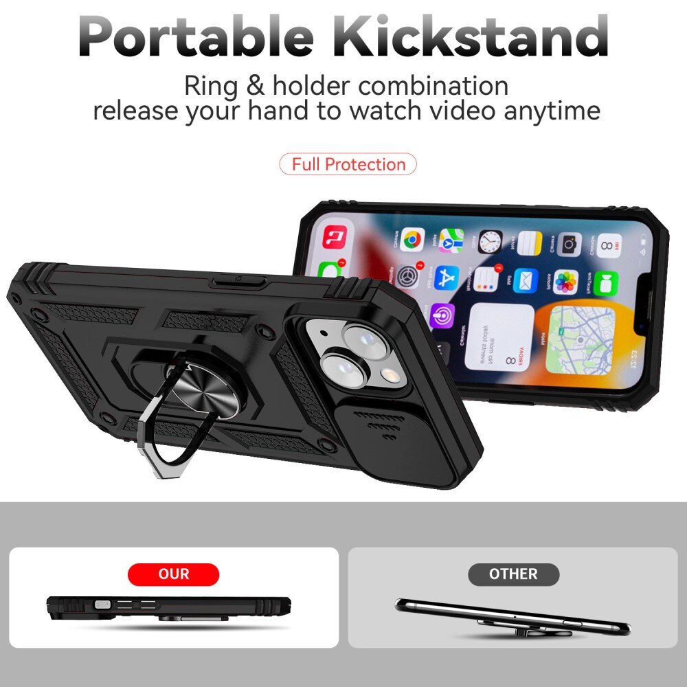 iPhone 15 Plus Hybridcase Ring + Camera Protector Zwart