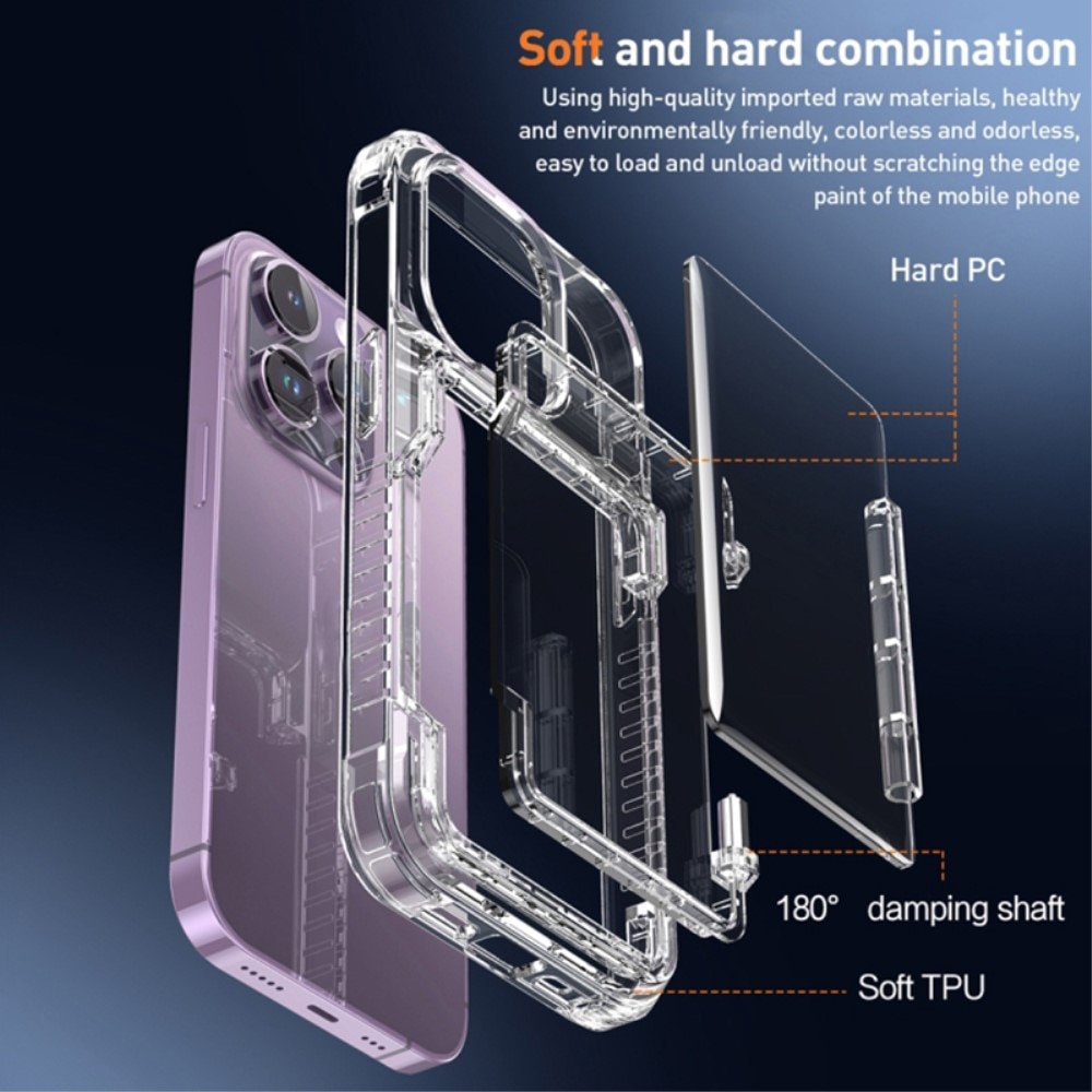 Hybridcase met Cardslot en Kickstand iPhone 15 Pro transparant
