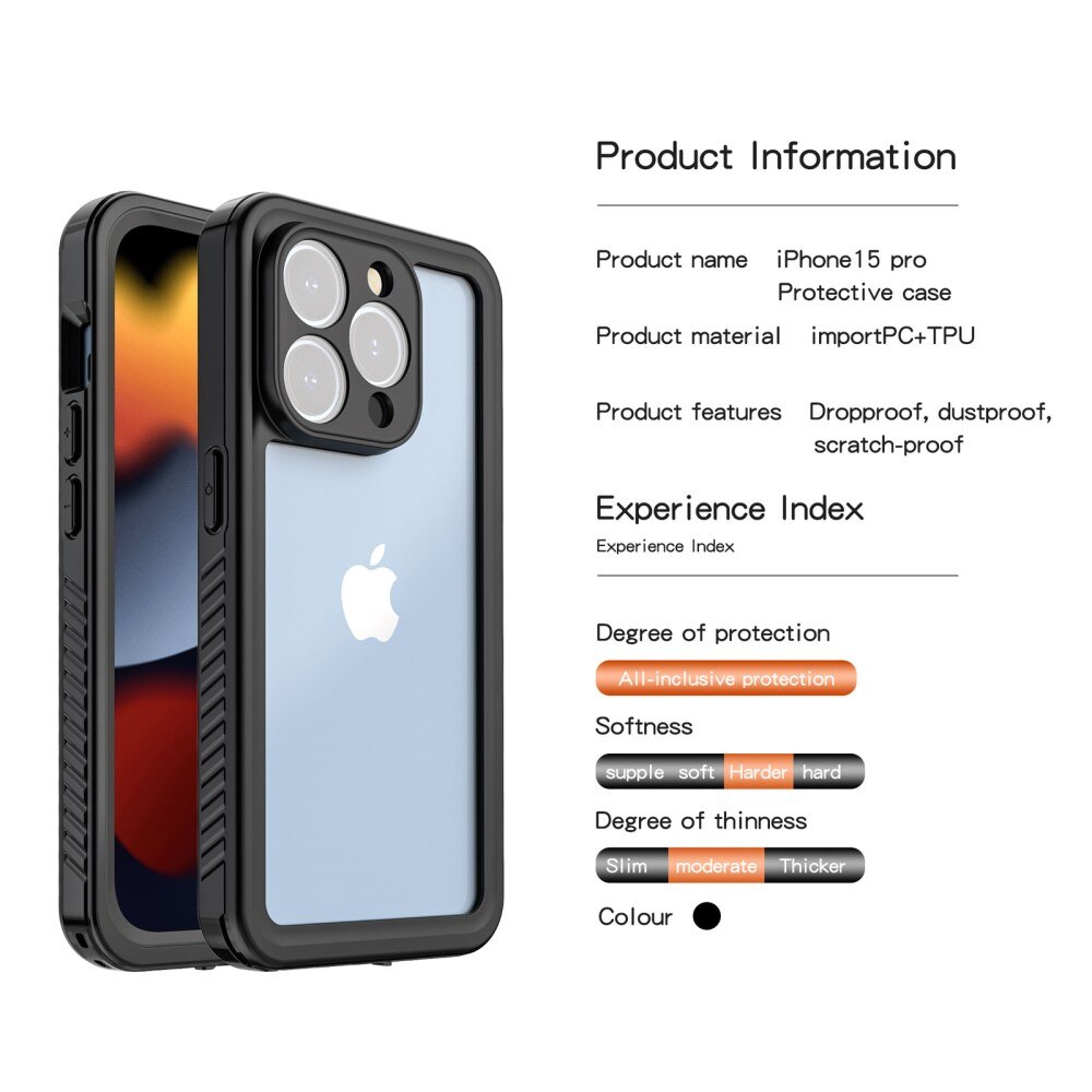 iPhone 15 Pro Waterdichte Case transparant