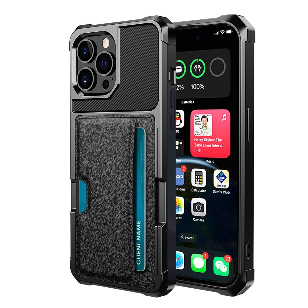 iPhone 15 Pro Tough Card Case zwart