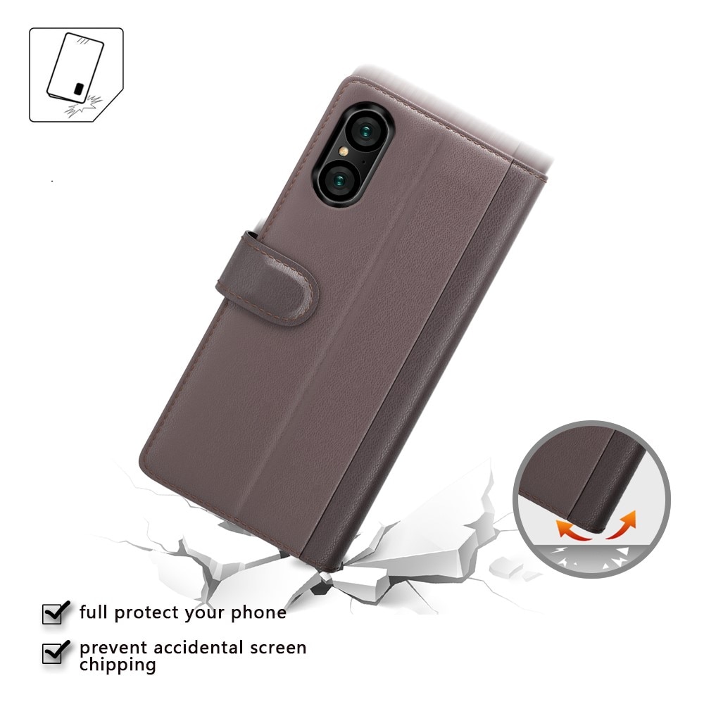 Sony Xperia 5 V Echt lederen hoesje Bruin