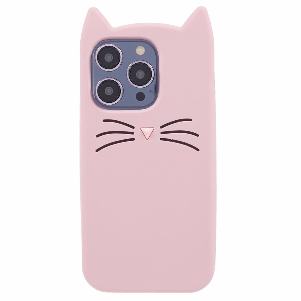 Siliconen hoesje Kat iPhone 14 Pro roze