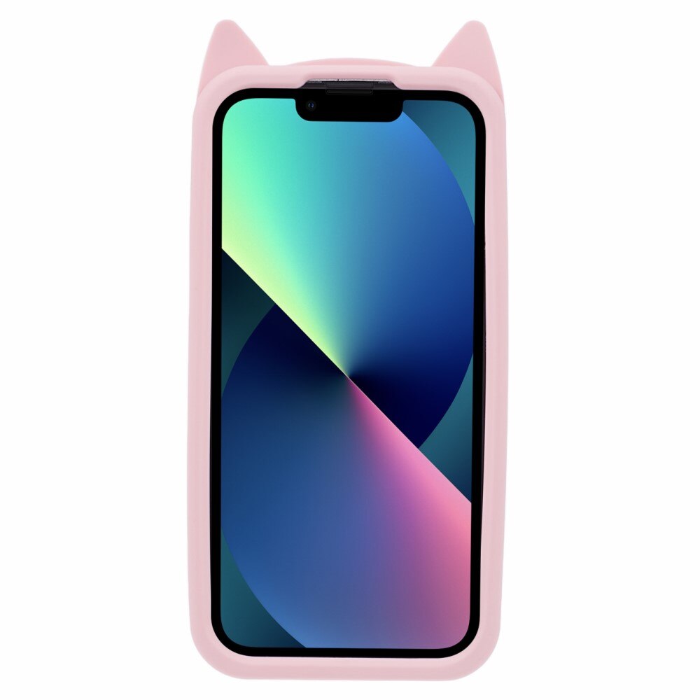 Siliconen hoesje Kat iPhone 13 roze