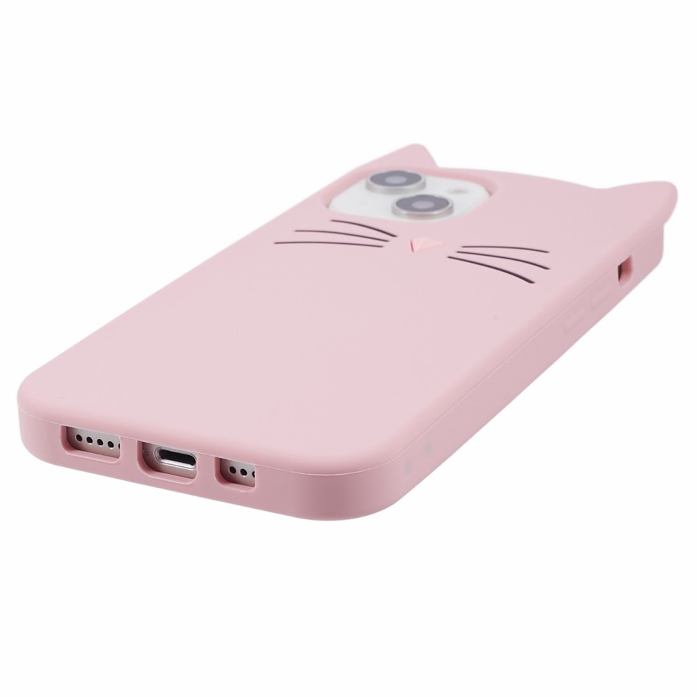 Siliconen hoesje Kat iPhone 13 roze
