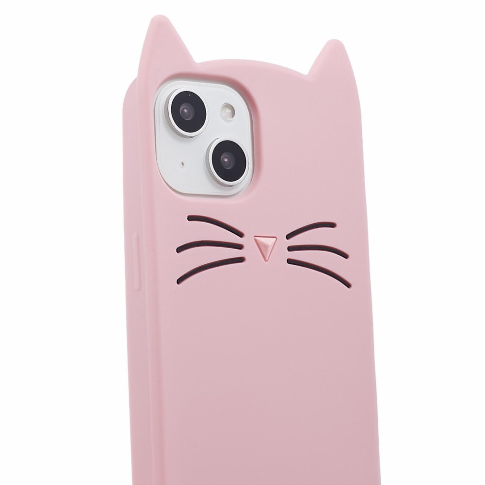 Siliconen hoesje Kat iPhone 13 roze