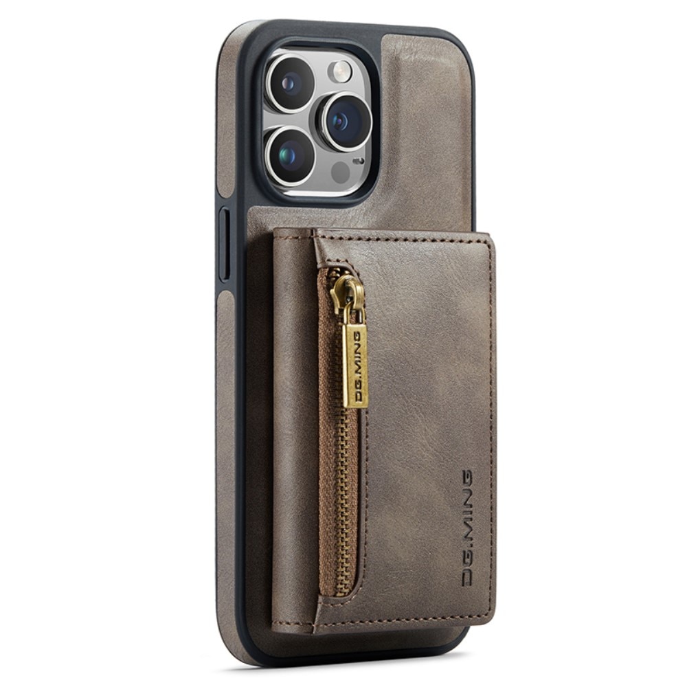 Magnetic Card Slots Zipper Case iPhone 15 Pro Max Brown